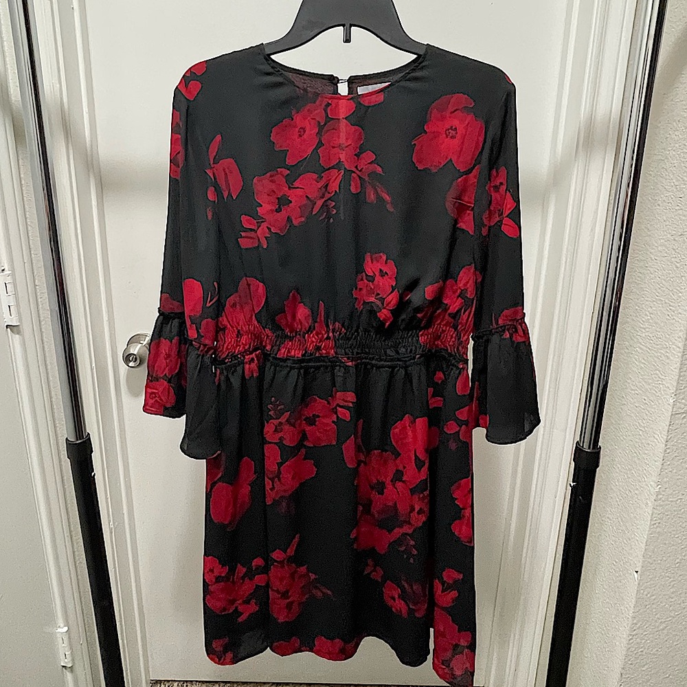 H&M Black and Red Floral Dress